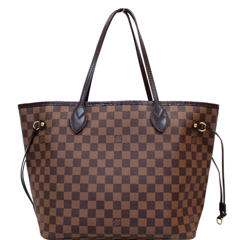 LOUIS VUITTON Neverfull MM Damier Ebene Tote Shoulder Bag Brown