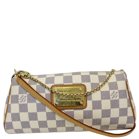 LOUIS VUITTON Pochette Eva Damier Azur Clutch Crossbody Bag White