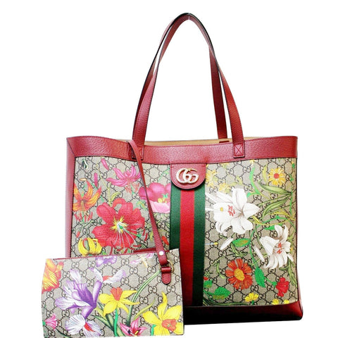 GUCCI Ophidia GG Flora Medium Tote Bag Red 547947