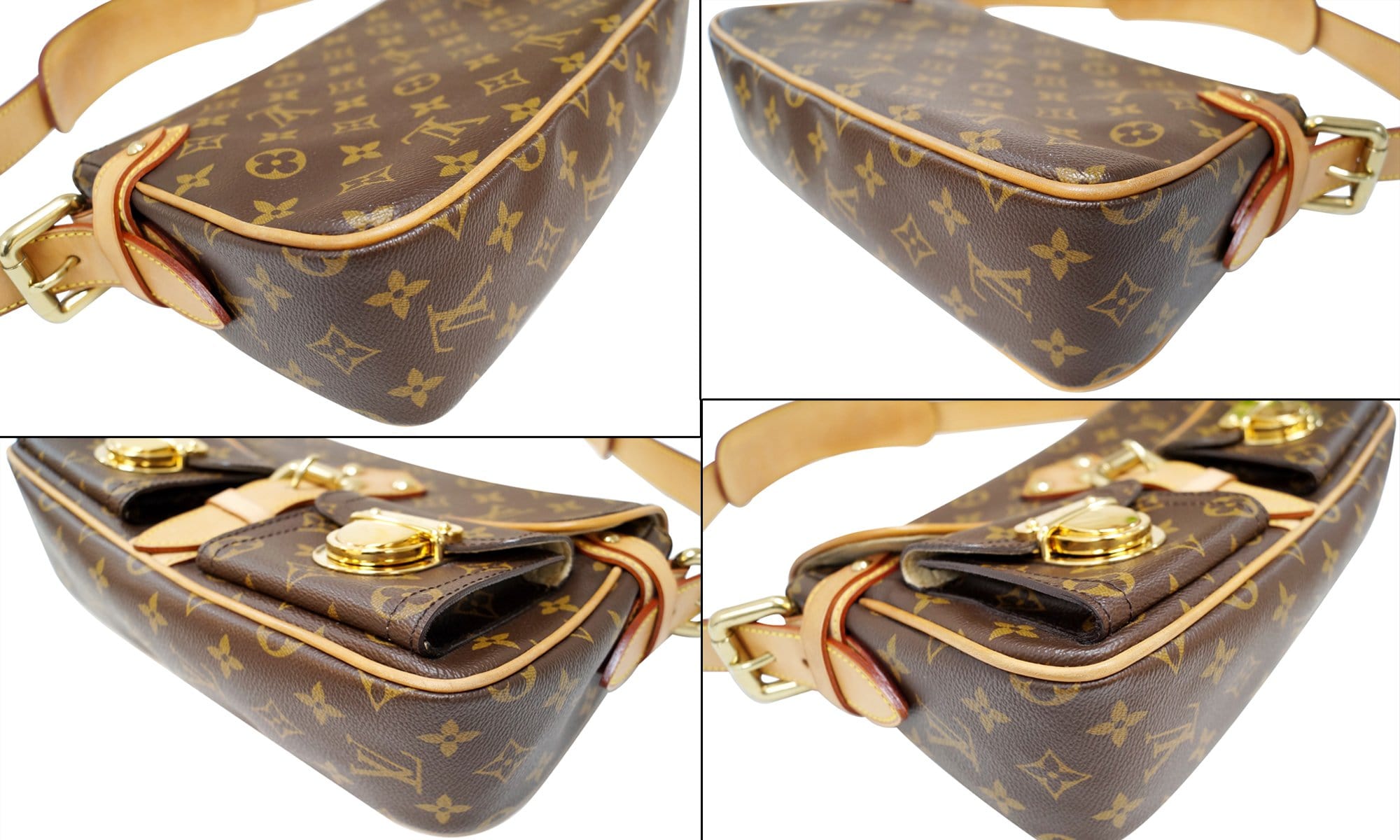Louis Vuitton Monogram Canvas Hudson PM Shoulder Bag Handbag Pockets w/  Dust Bag
