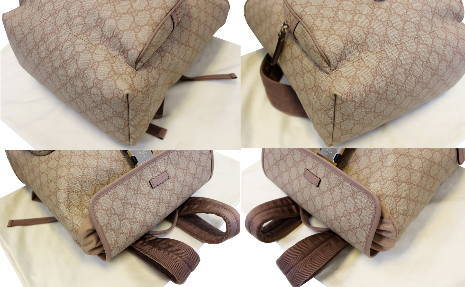 authentic leather gucci backpack GUCCI GG Monogram Supreme Flap Backpack Bag 246103