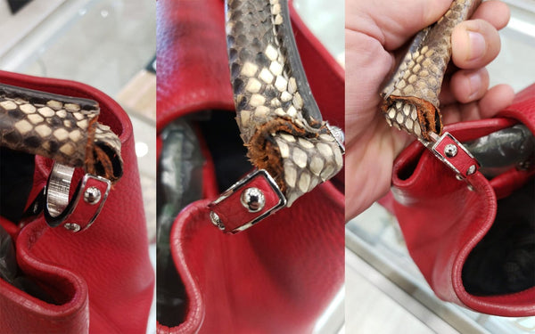 LOUIS VUITTON Capucines Taurillon Leather/Python Shoulder Bag Scarlet