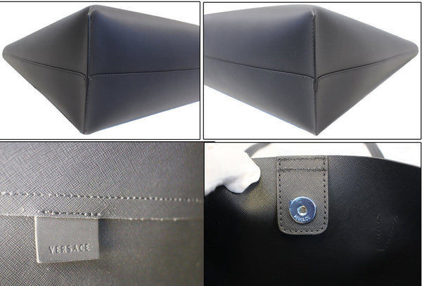 Versace Black Leather Medusa Tote Shoulder Bag