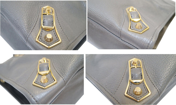 Balenciaga Metallic Edge City Shoulder Handbag - button