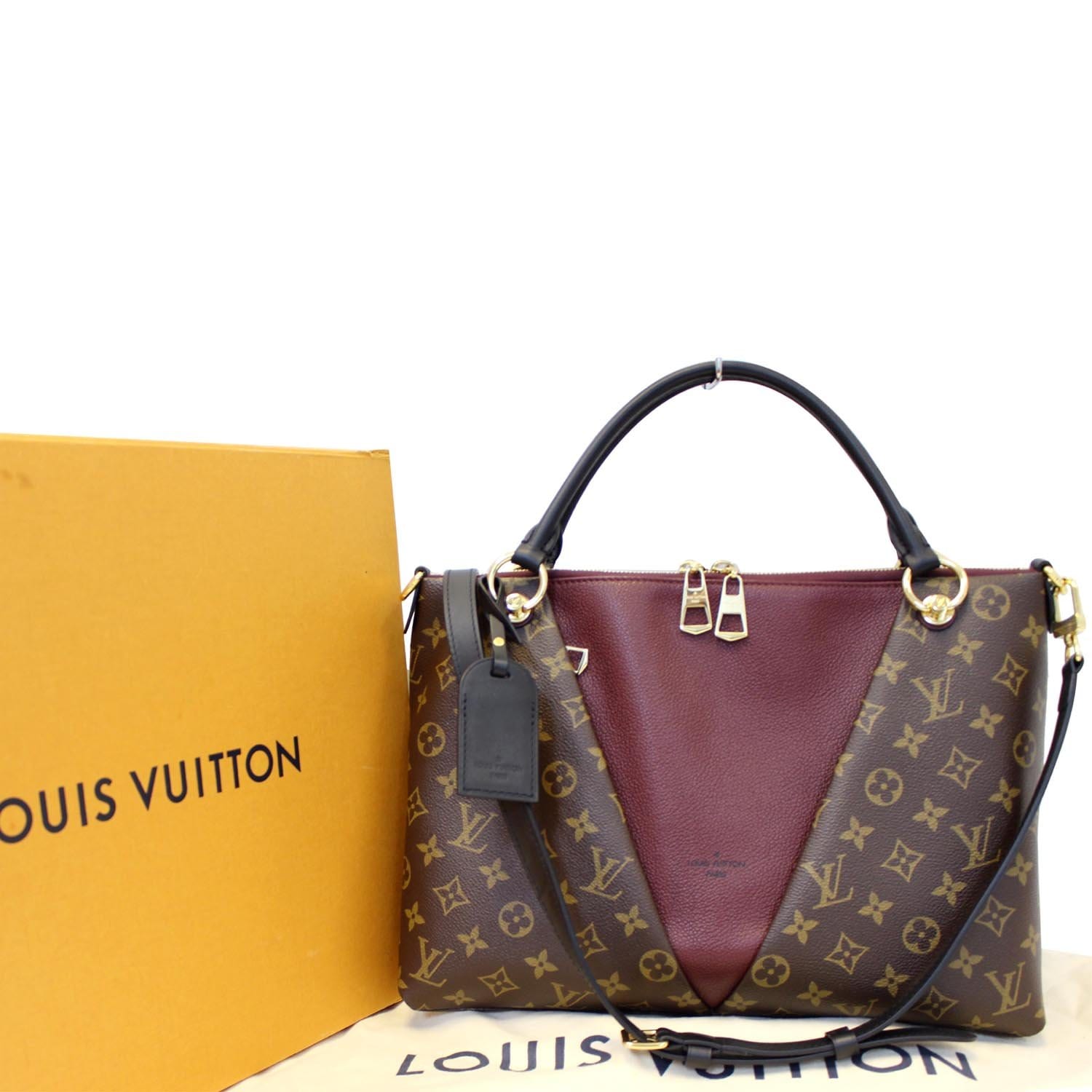 Louis Vuitton V Tote Monogram Canvas Leather Shoulder Bag