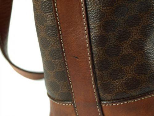 Celine Macadam PVC Leather Brown Drawstring Shoulder Bag