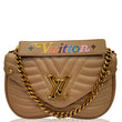 LOUIS VUITTON New Wave Chain MM Calfskin Leather Shoulder Bag Beige