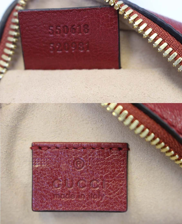 GUCCI Ophidia Mini GG Round Leather Shoulder Crossbody Bag 550618 Red