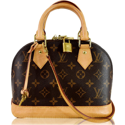 LOUIS VUITTON Alma BB Monogram Canvas Satchel Crossbody Bag Brown