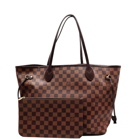 LOUIS VUITTON Neverfull MM Damier Ebene Tote Bag Brown