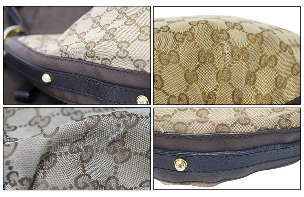 GUCCI Beige/Ebony GG Canvas Interlocking G Medium Hobo Bag