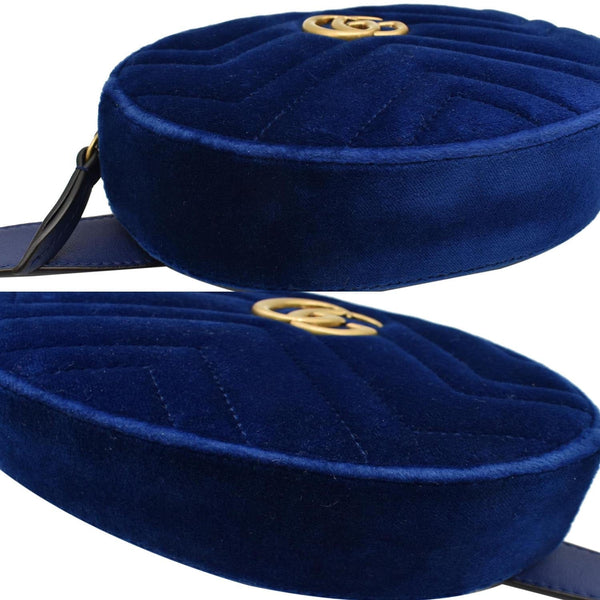 GUCCI GG Marmont Matelasse Velvet Belt Bag Blue 476434