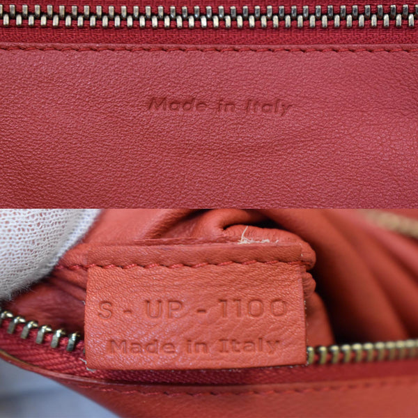 CELINE Drummed Mini Luggage Calfskin Leather Tote Bag Red