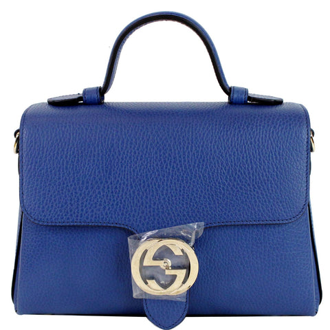 GUCCI GG Interlocking Leather Chain Shoulder Bag Blue 510302