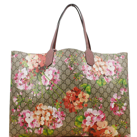 GUCCI Blooms Reversible Floral GG Canvas Tote Bag Multicolor 368571