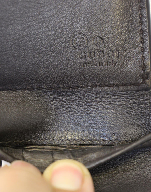 GUCCI Black Leather Micro GG Guccissima Bifold Wallet