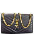 YVES SAINT LAURENT Matelasse Chevron Grain De Poudre Envelope Chain Wallet Black