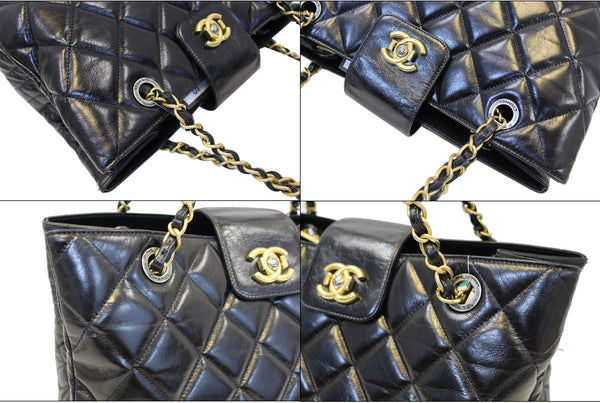 CHANEL Matelasse Black Calfskin Leather Shoulder Bag
