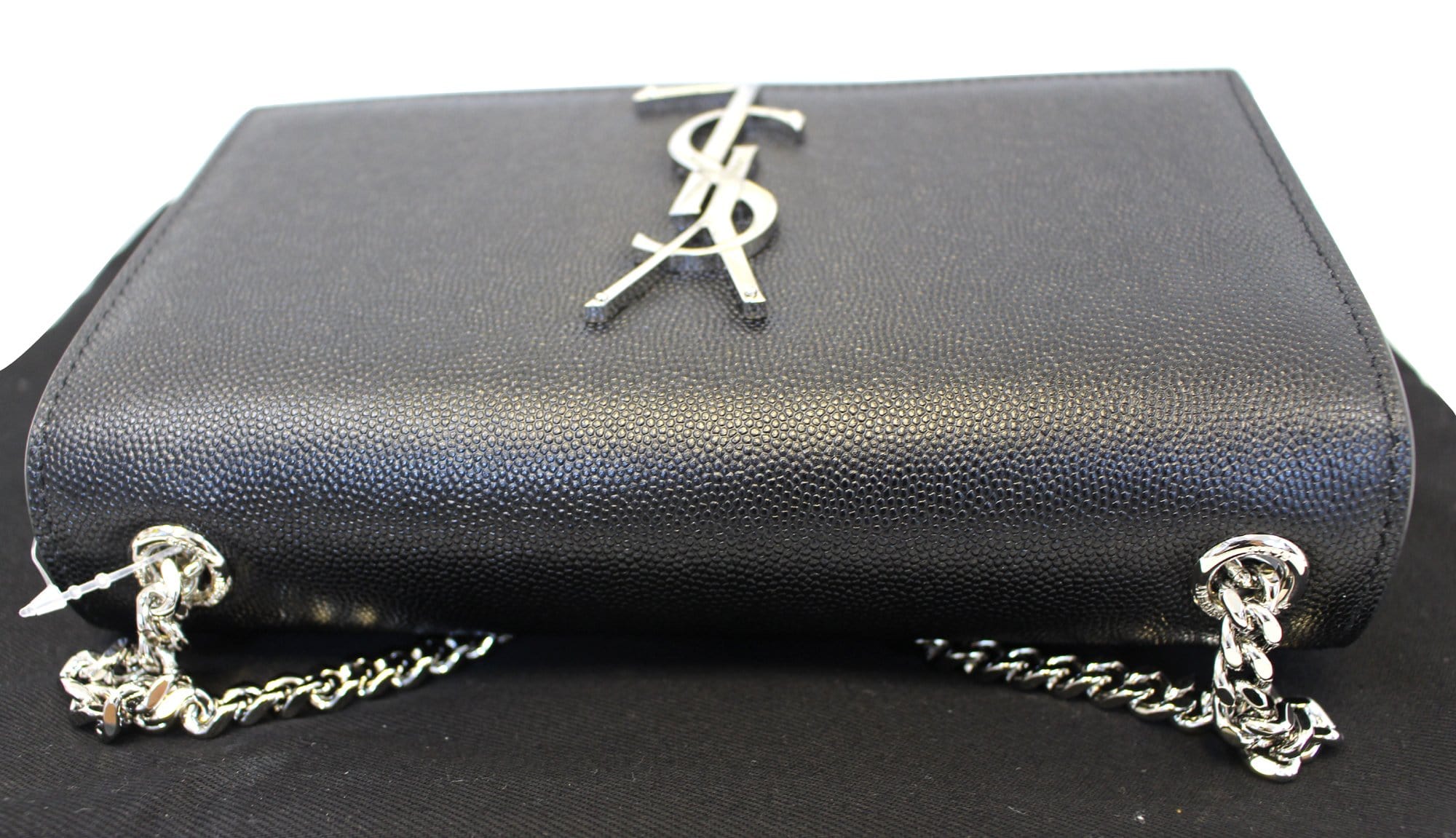 SAINT LAURENT Kate Small bag in black leather with silver logo