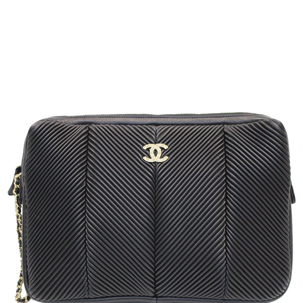 Chanel Large CC Zip Chain Lambskin Leather Clutch
