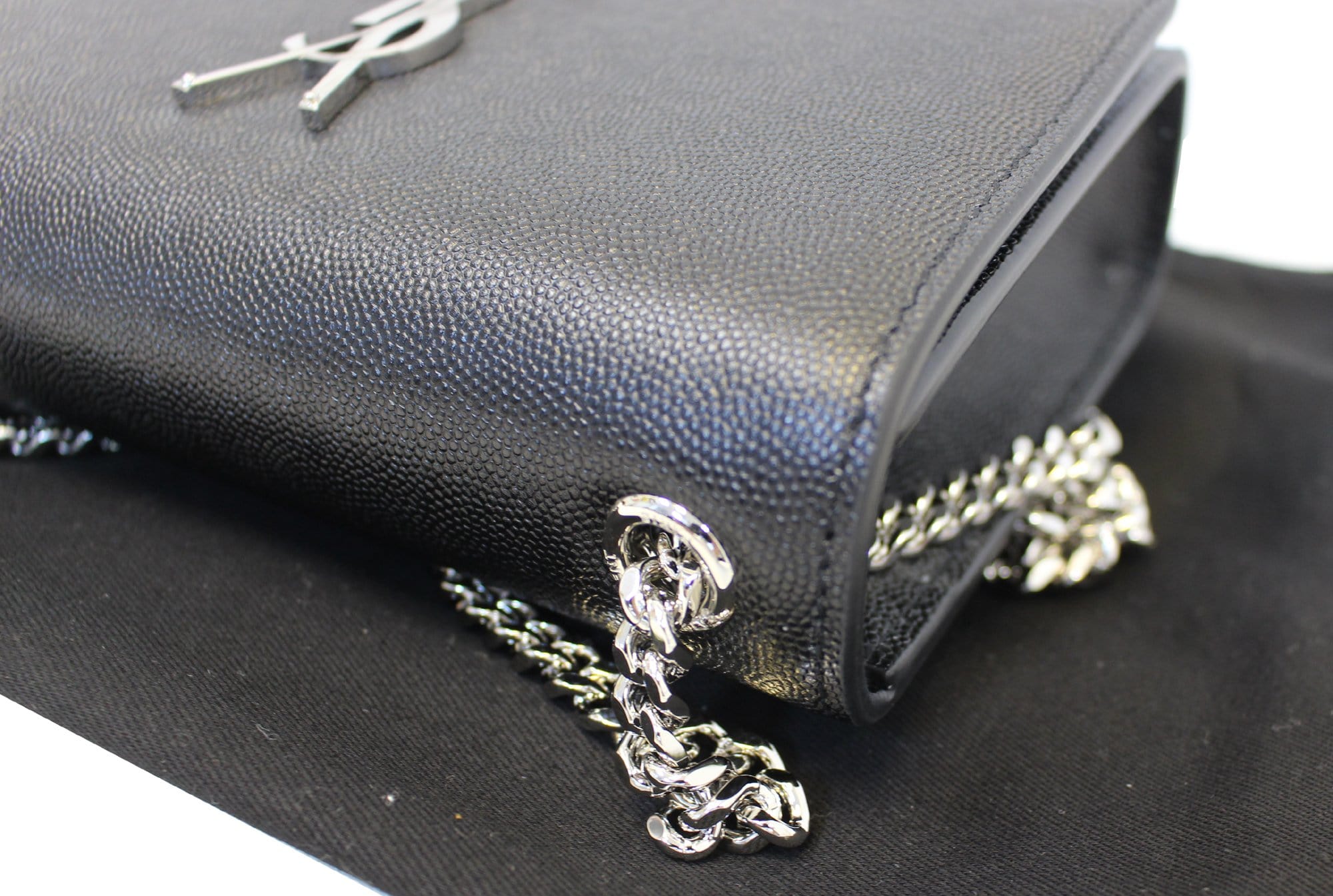 Yves Saint Laurent YSL Kate Clutch with tassel Black Leather ref