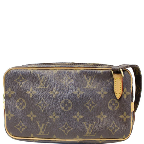LOUIS VUITTON Pochette Marly Bandouliere Monogram Canvas Crossbody Bag Brown