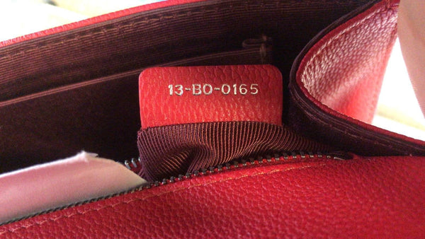 Christian Dior Diorama Small Flap Red Grained Leather tag number 