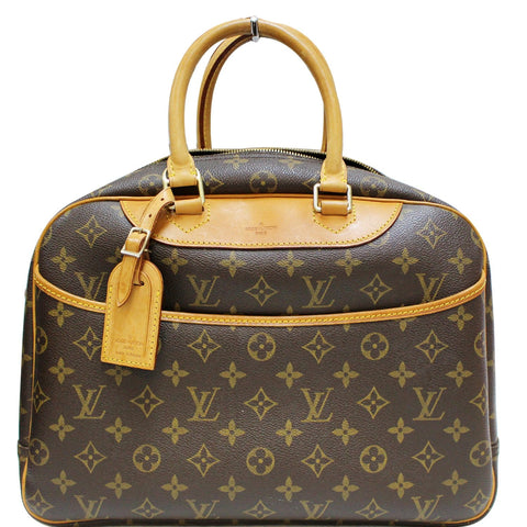 LOUIS VUITTON Deauville Monogram Canvas Boston Satchel Bag Brown