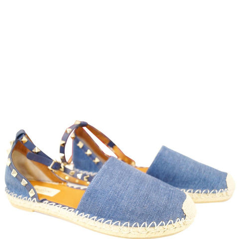VALENTINO Garavani Rockstud Denim Espadrilles Flat US 9 - 20% OFF