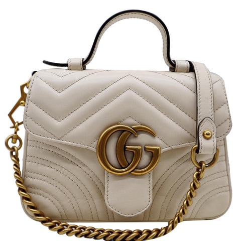 GUCCI GG Marmont Mini Top Handle Shoulder Bag White 547260