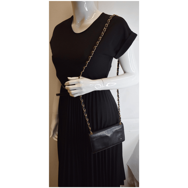 Chanel Camellia Leather Wallet on Chain Shoulder wear