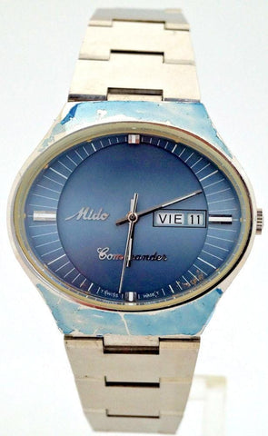 Mido Commander 8689 Automatic Blue SS Day/Date Swiss Watch