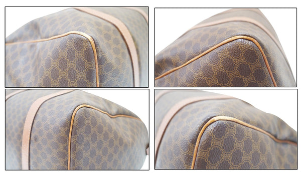 Celine Macadam Pattern Leather Brown Satchel Bag- Edges