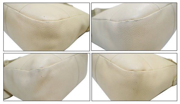 Prada Hobo Daino Shoulder Bag Cream Leather - Corner Views