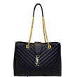 YVES SAINT LAURENT Matelasse Chevron Large Monogram Shopper Bag Black