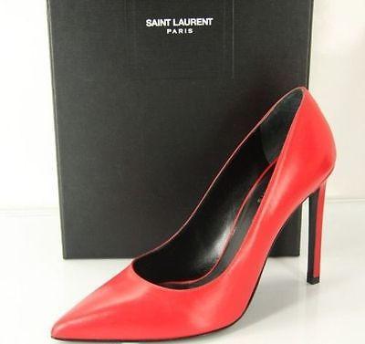 Saint Laurent Classic Paris 105 Leather Pointed Toe Size 38 Nib Red Pumps - Final Call