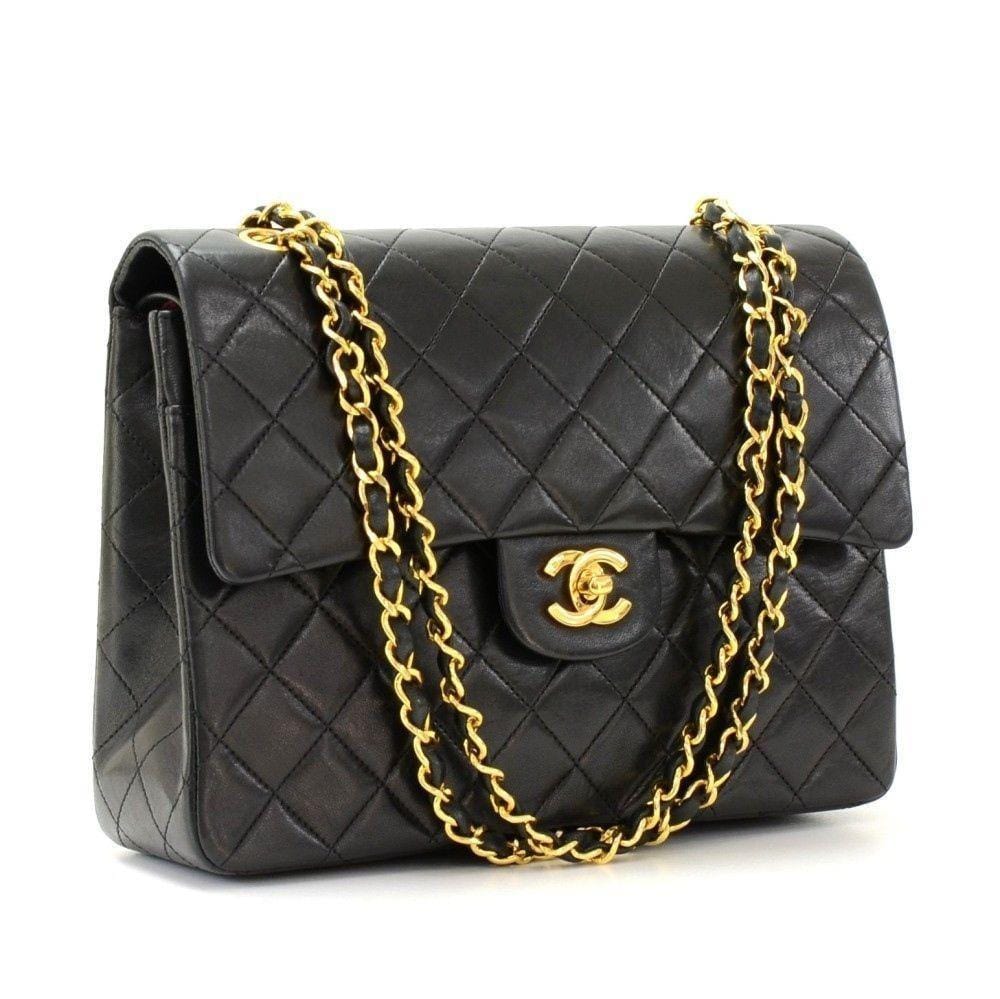 Chanel Vintage Classic Timeless Double Flap Lambskin 10 Shoulder Bag . -  LAR Vintage