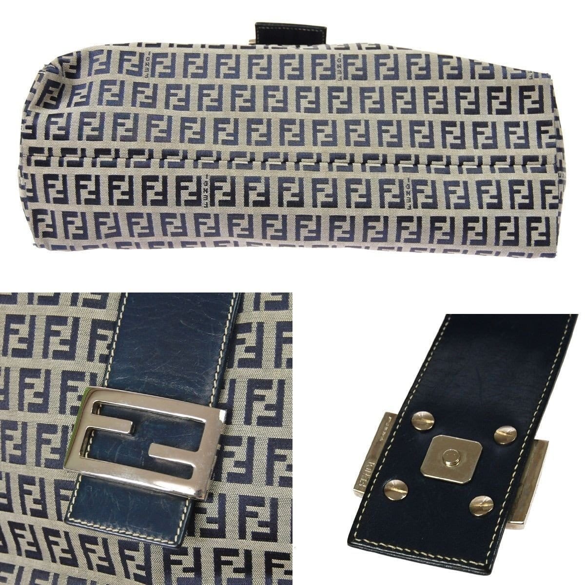 Vintage FENDI genuine navy leather square and triangle shape