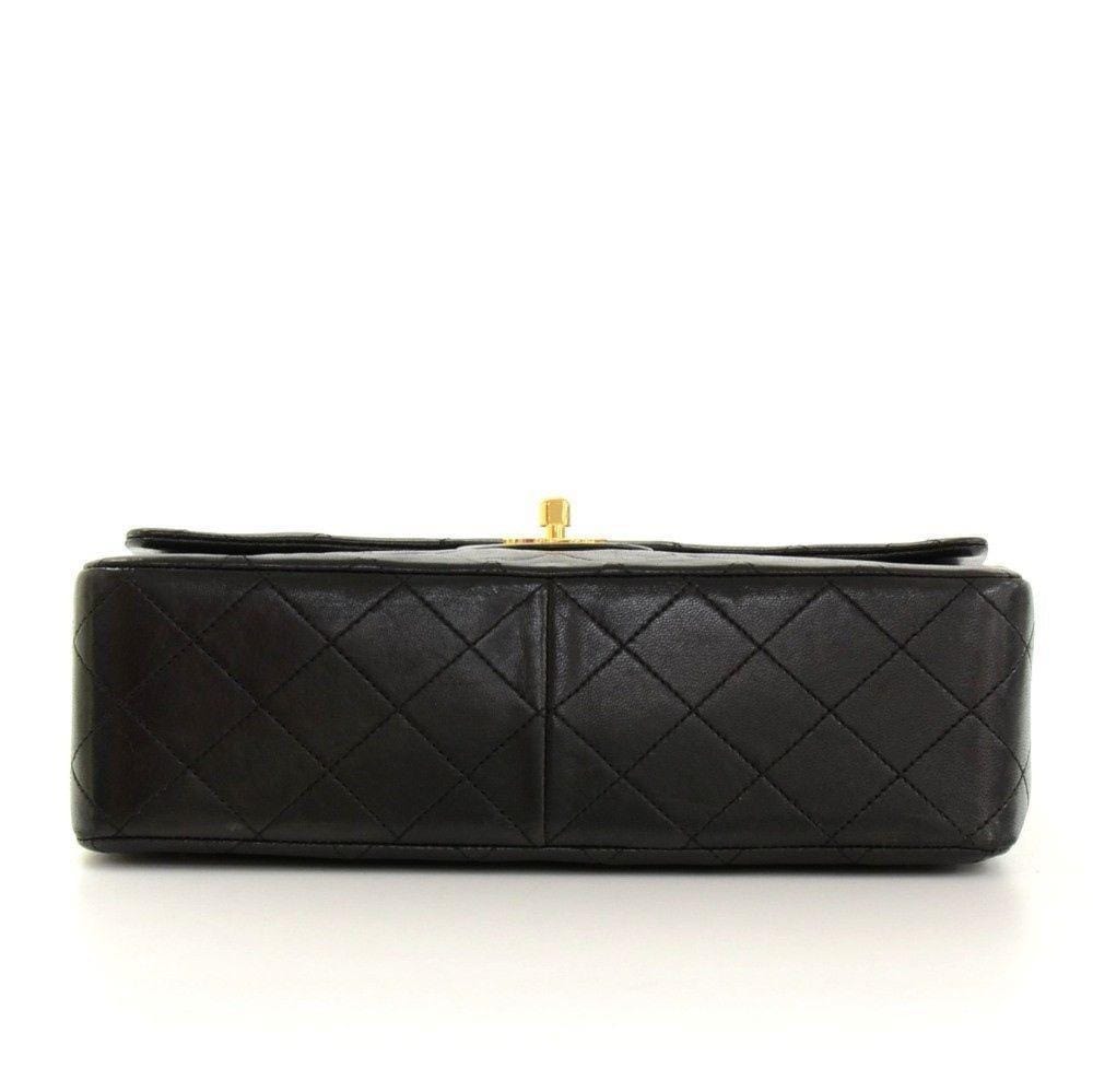 CHANEL 2.55 10 Tall Double Flap Black Quilted Leather Shoulder Bag Vi