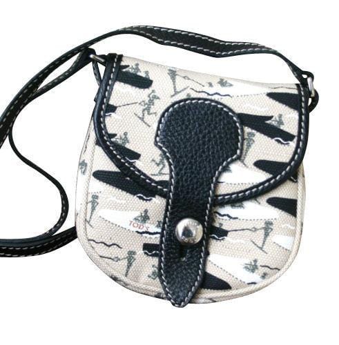 $445 Authentic Tod's Multi-color Canvas Black Trim Crossbody Messenger Bag E1862 - Dallas Designer Handbags