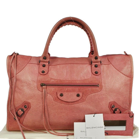 BALENCIAGA The Work Editor's Pink Leather Satchel Bag - Last Call