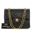 CHANEL 2.55 10" Tall Double Flap Black Quilted Leather Shoulder Bag Vintage