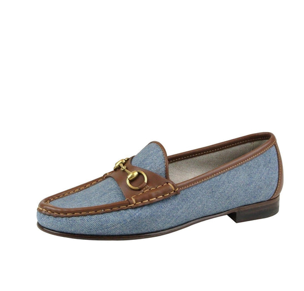 Gucci Shoes Blue Women - Gucci Horsebit Denim Loafer Shoe - side view