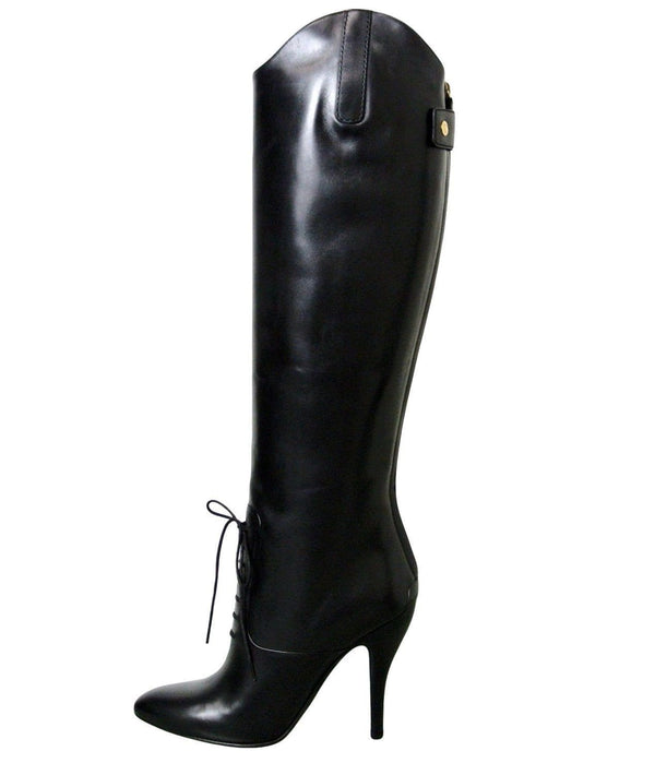 Gucci Black Leather Elizabeth High Heel Riding women Boots 