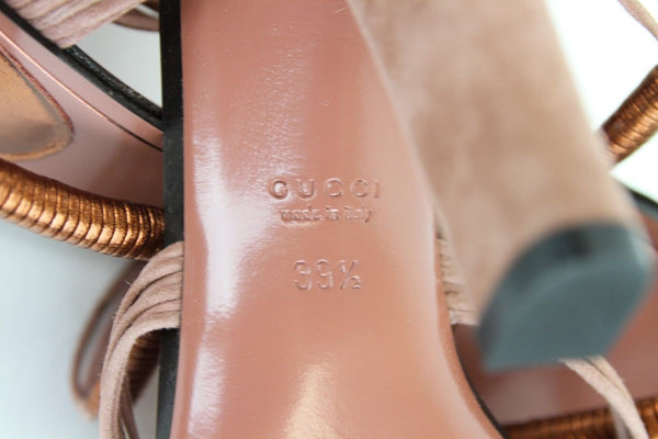 $750 NIB Gucci 309668 Rose Anita Metallic Leather/Suede Sandals EU 40 / US 10 - Dallas Designer Handbags