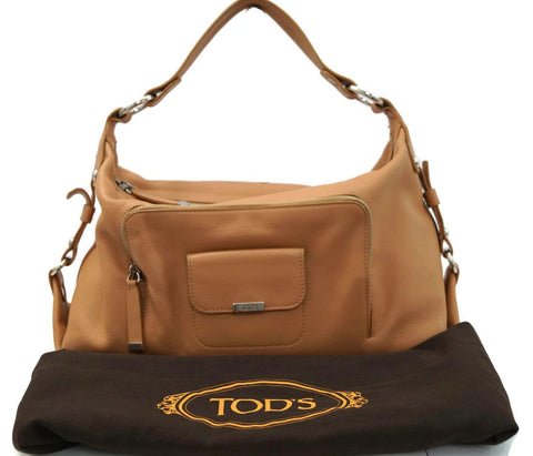 Tod's Benji Pattina Media Tan Handbag W/DustBag