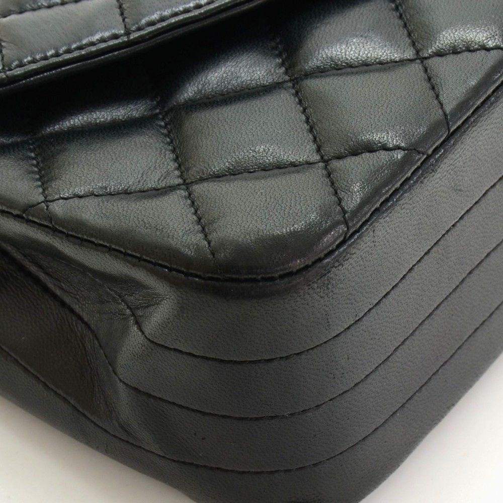 Chanel Vintage Chanel 8 inch Black Quilted Leather Shoulder Flap Bag