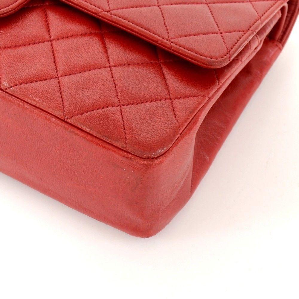 Chanel Medium Classic Double Flap Bag Dark Pink Caviar Light Gold Hardware