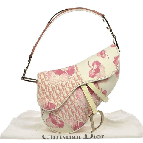 Christian Dior Saddle Trotter Hand Bag Pink Canvas Italy