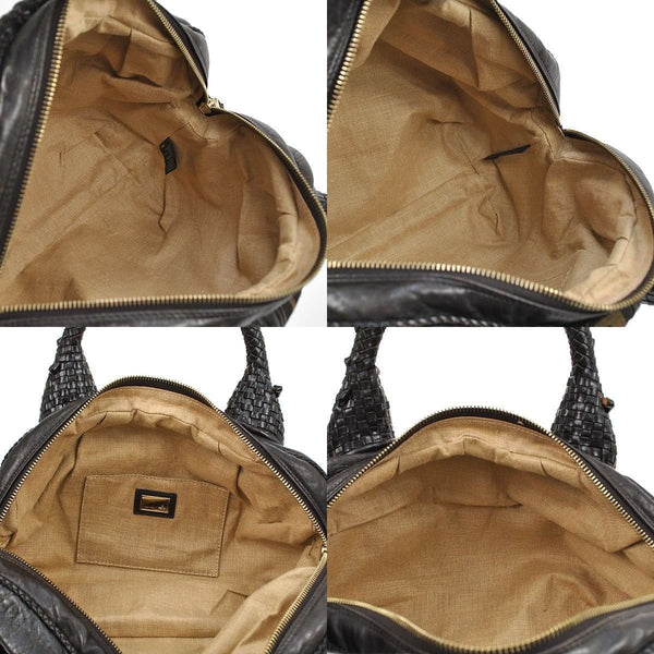 Fendi Zucca Pattern Handbag Nylon Leather - interior